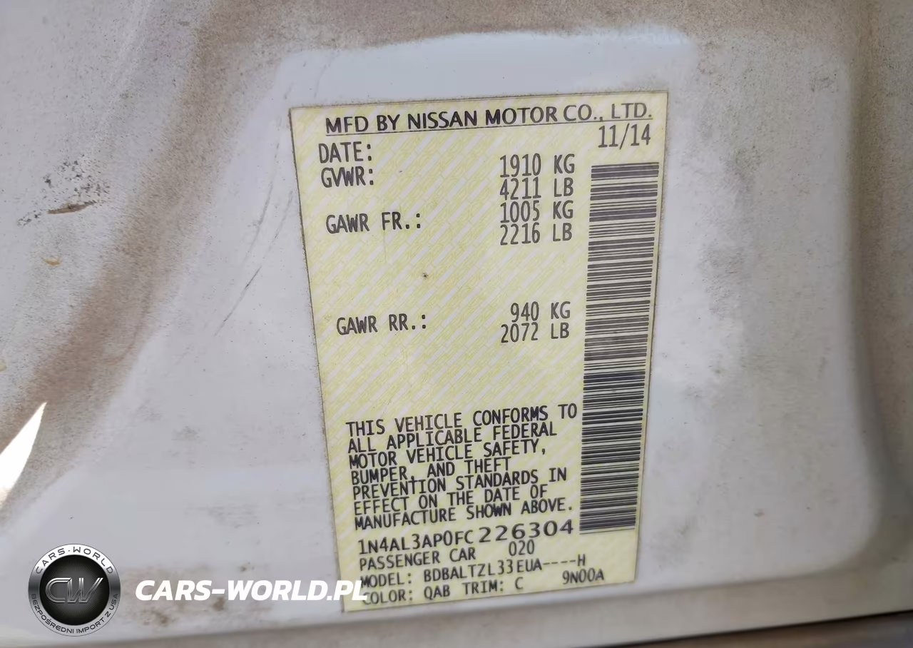 2015 Nissan Altima 2.5 Sl VIN:1N4AL3AP0FC226304 - 9