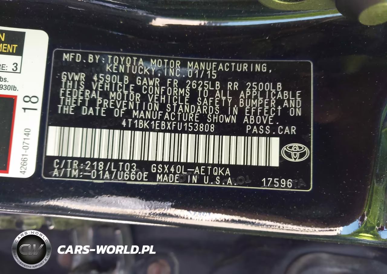2015 Toyota Avalon Xle Touring VIN:4T1BK1EBXFU153808 - 9