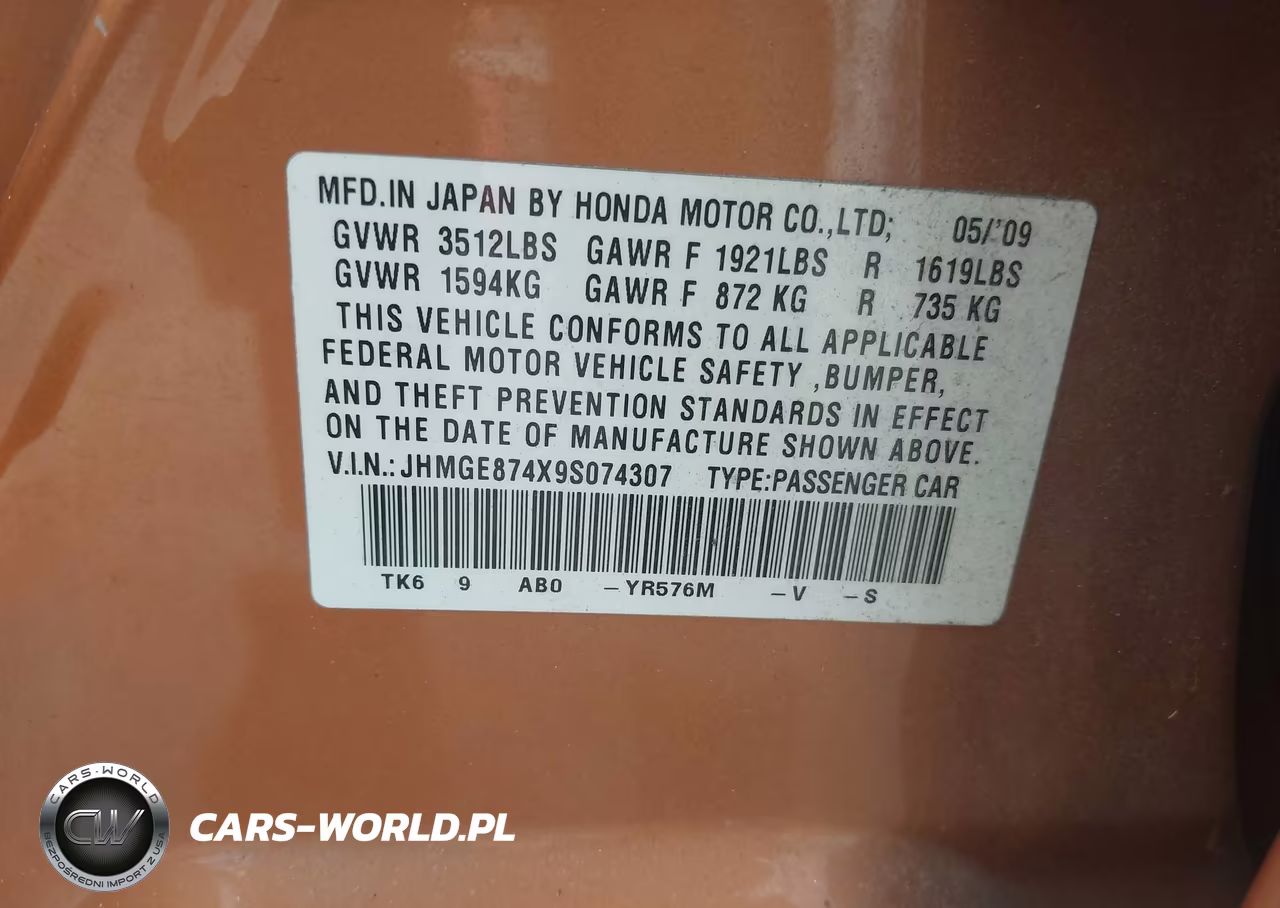 2009 Honda Fit Sport VIN:JHMGE874X9S074307 - 9