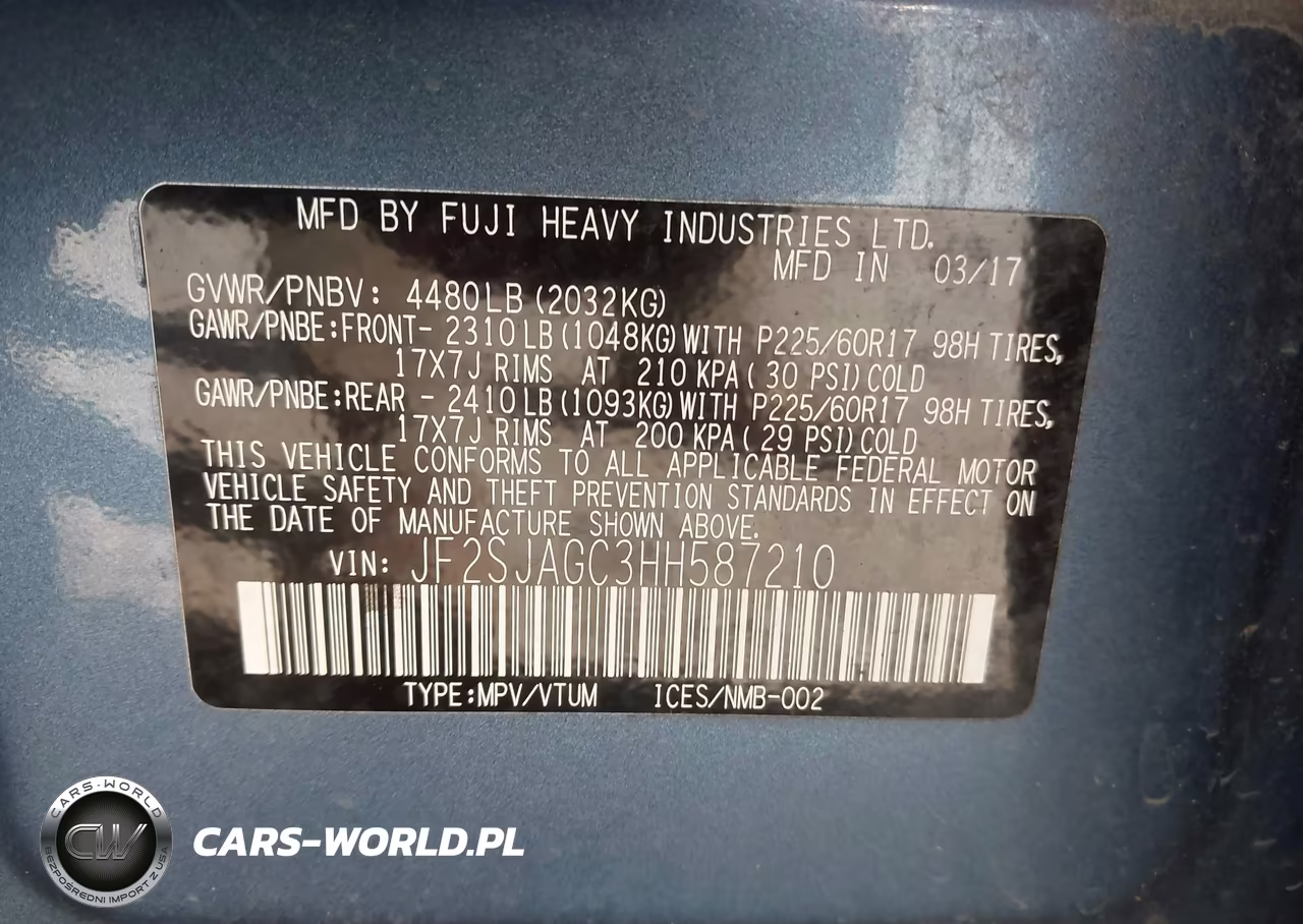 2017 Subaru Forester 2.5I Premium VIN:JF2SJAGC3HH587210 - 9