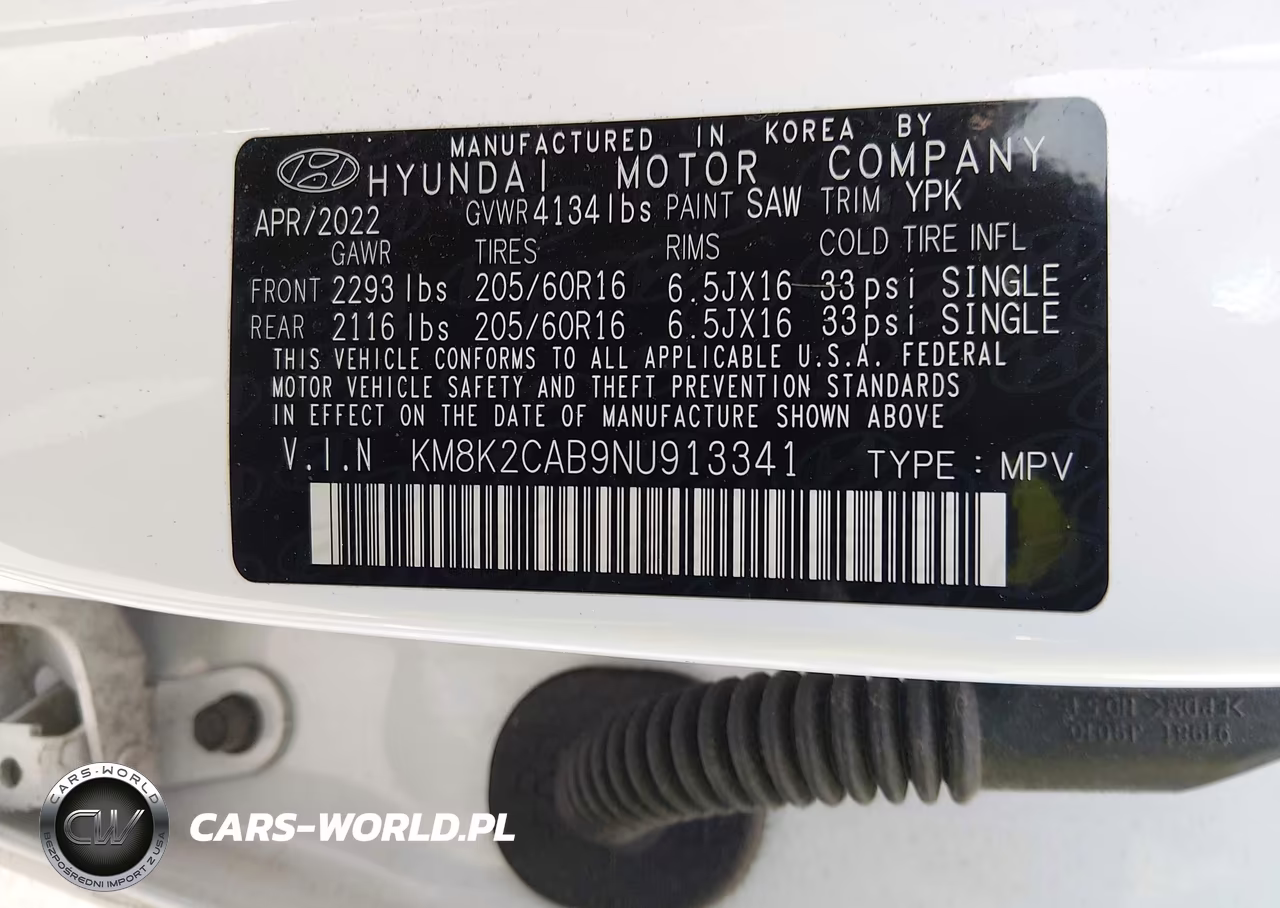 2022 Hyundai Kona Se VIN:KM8K2CAB9NU913341 - 9