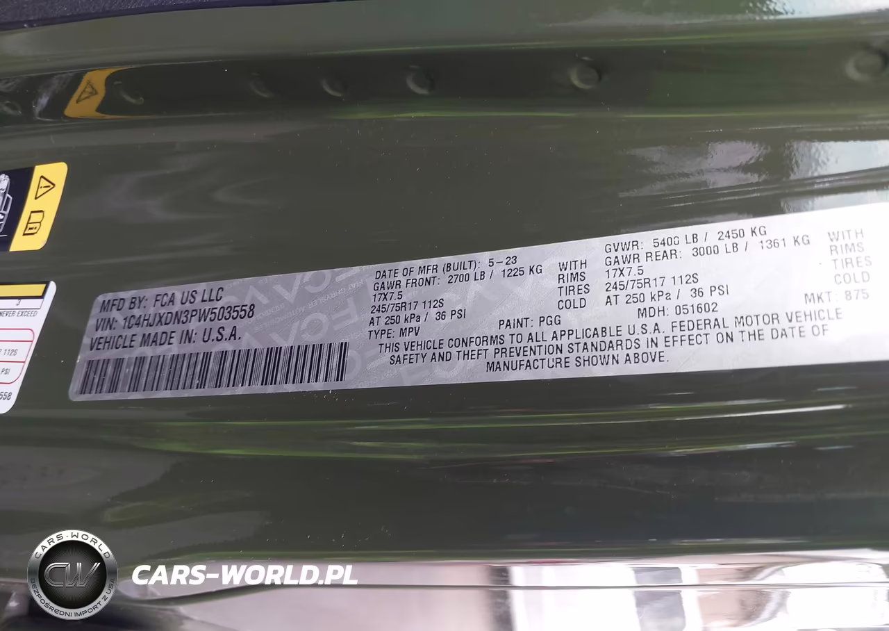 2023 Jeep Wrangler 4-Door Sport 4X4 VIN:1C4HJXDN3PW503558 - 9
