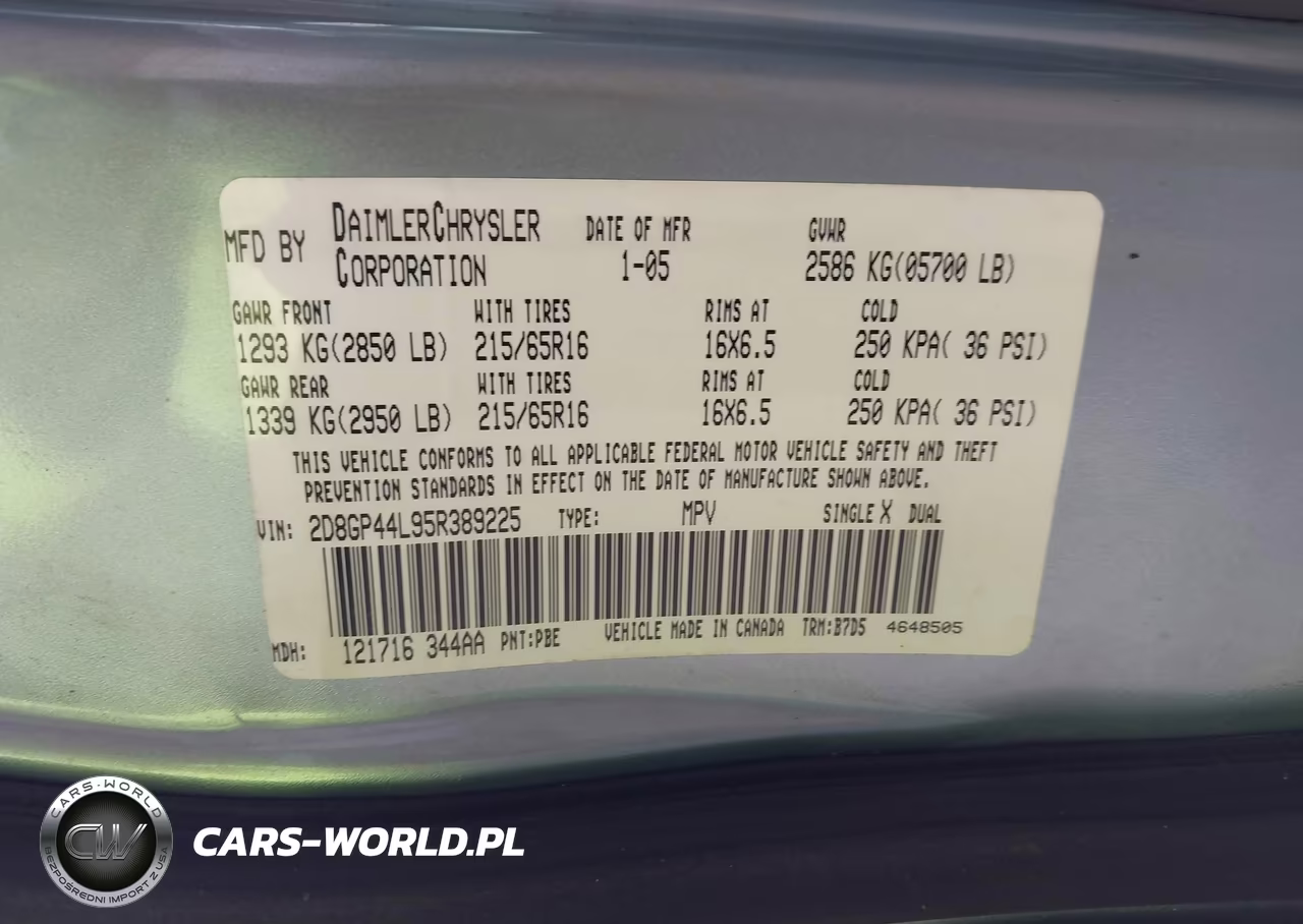 2005 Dodge Grand Caravan Sxt VIN:2D8GP44L95R389225 - 9