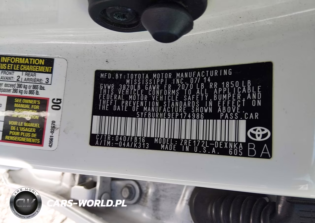 2014 Toyota Corolla Le VIN:5YFBURHE9EP174986 - 9
