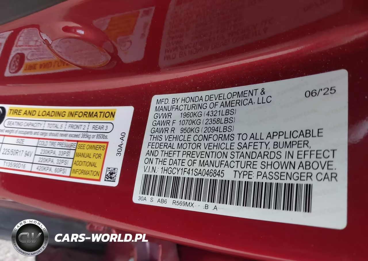 2025 Honda Accord Se VIN:1HGCY1F41SA046845 - 9