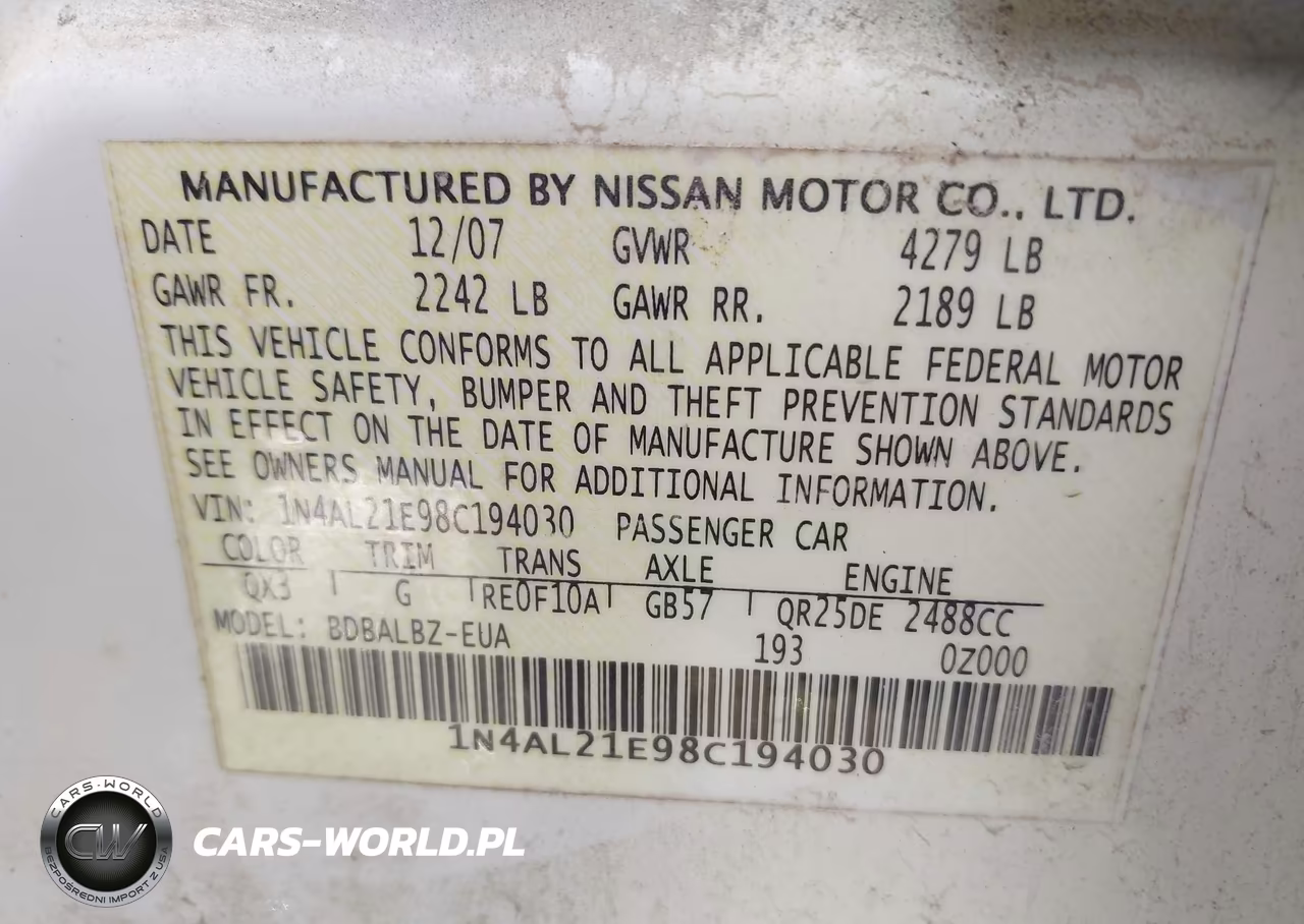 2008 Nissan Altima 2.5 S VIN:1N4AL21E98C194030 - 9