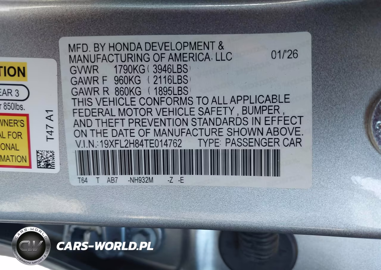 2026 Honda Civic Sport VIN:19XFL2H84TE014762 - 9