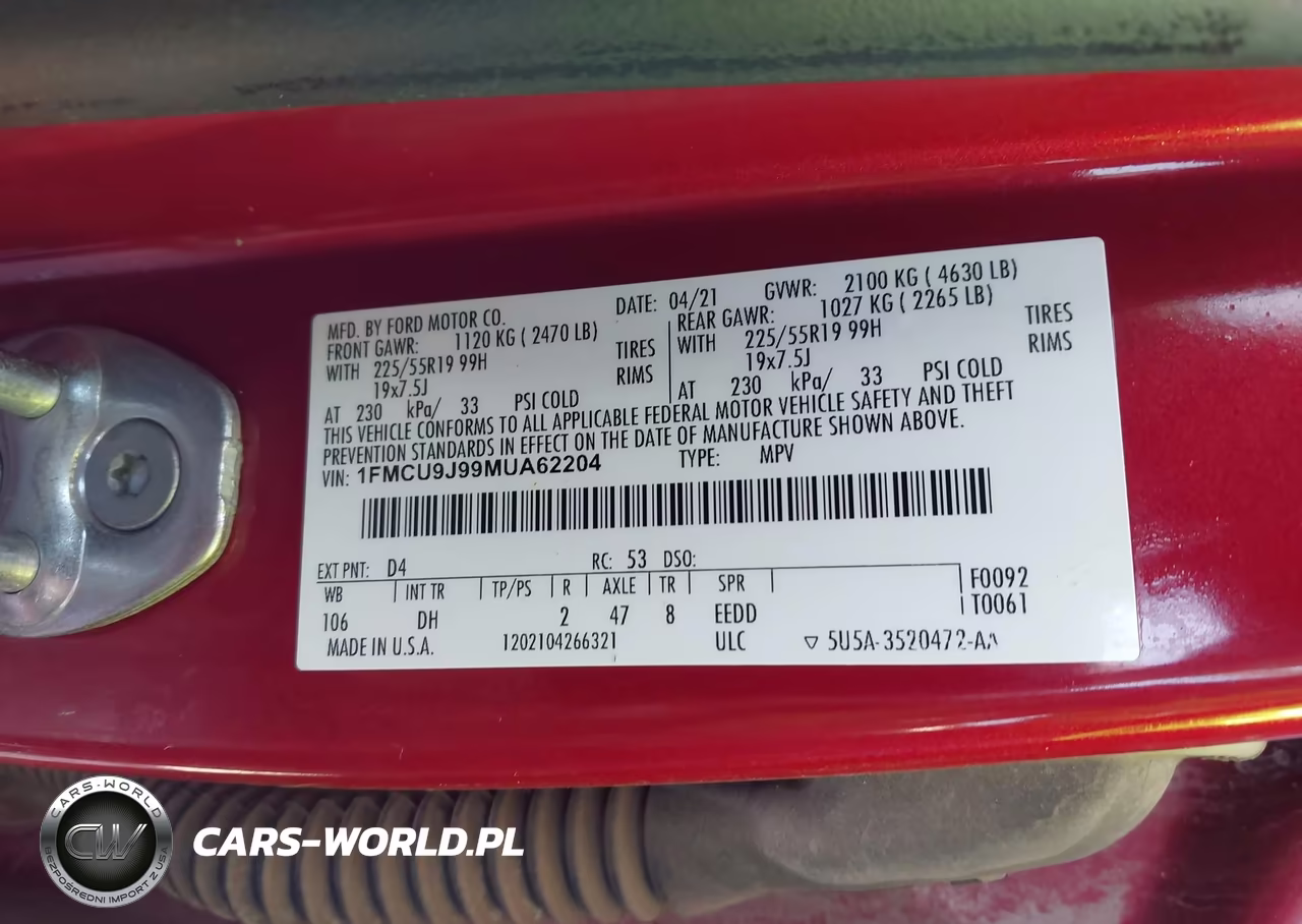 2021 Ford Escape Titanium VIN:1FMCU9J99MUA62204 - 9