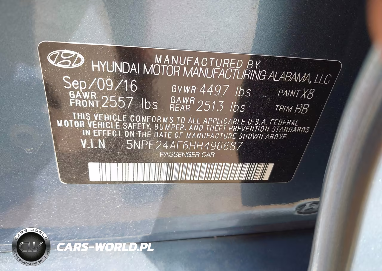 2017 Hyundai Sonata VIN:5NPE24AF6HH496687 - 9