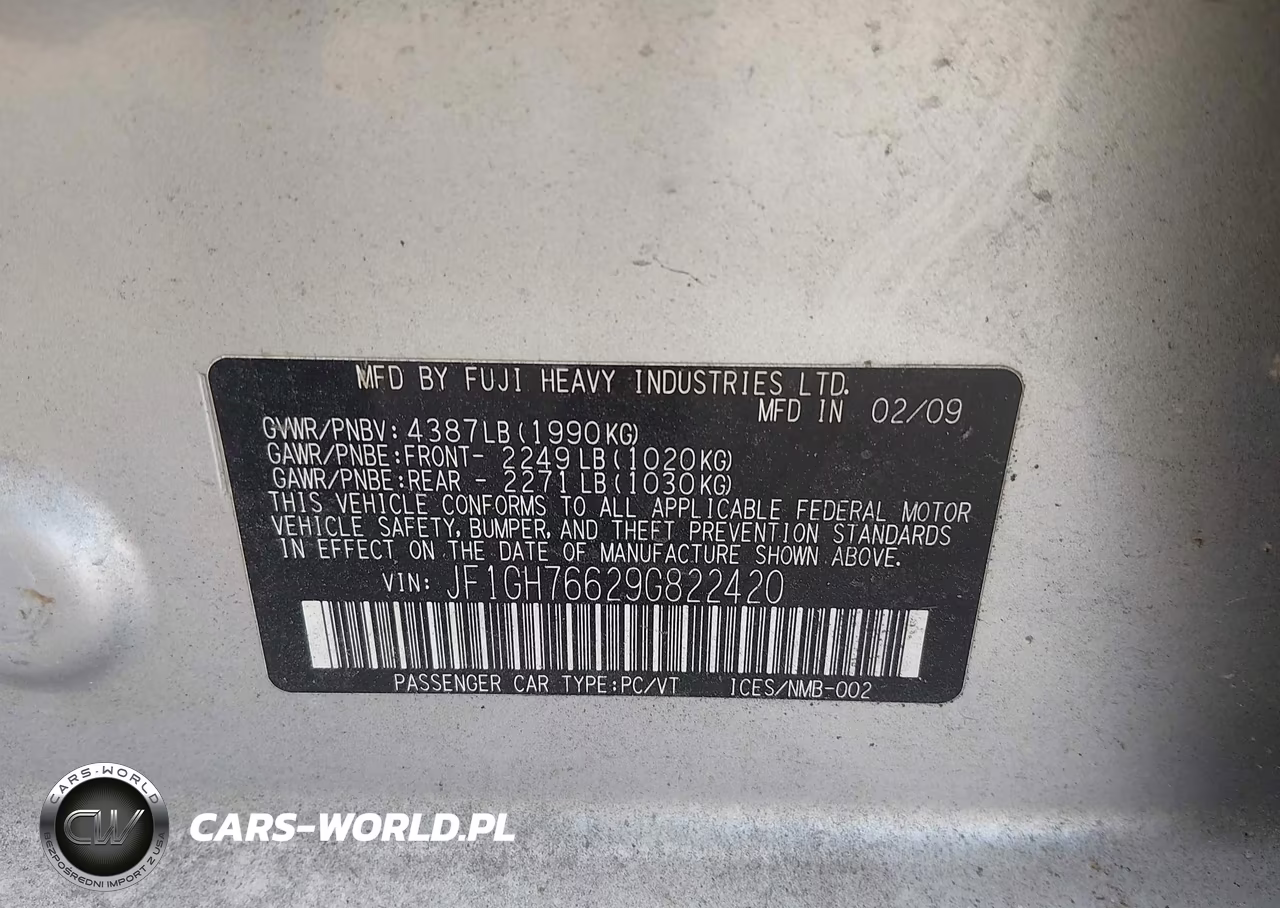 2009 Subaru Impreza Wrx VIN:JF1GH76629G822420 - 9