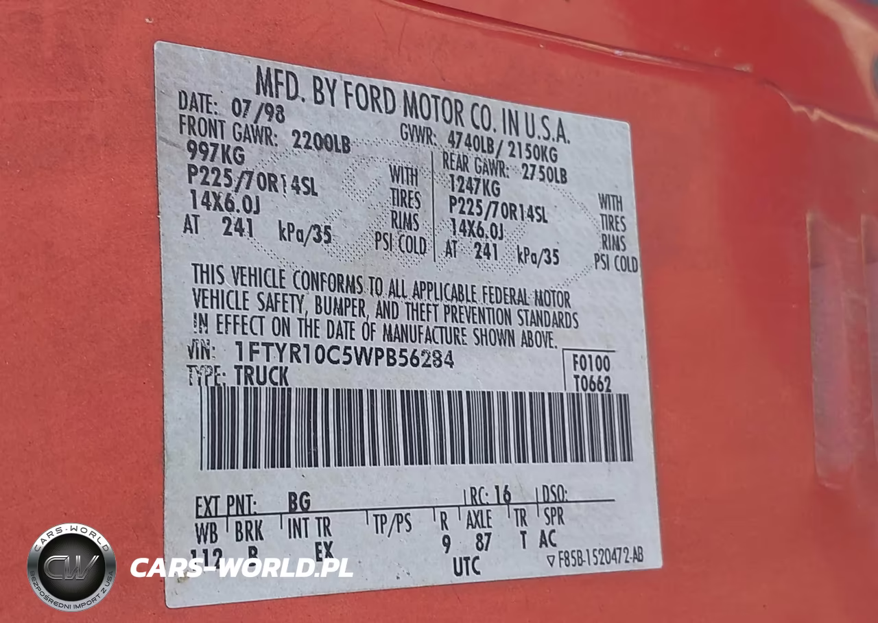 1998 Ford Ranger Splash-Xl-Xlt VIN:1FTYR10C5WPB56284 - 9