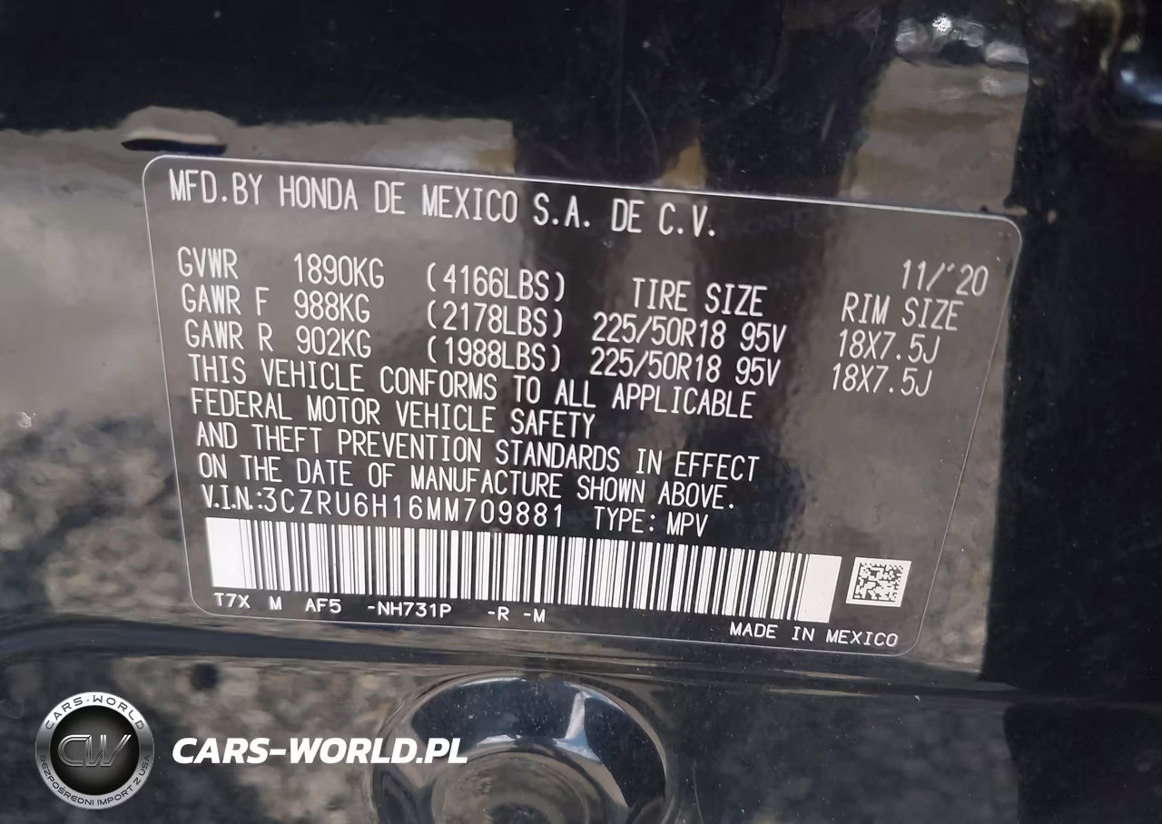 2021 Honda Hr-V Awd Sport VIN:3CZRU6H16MM709881 - 9
