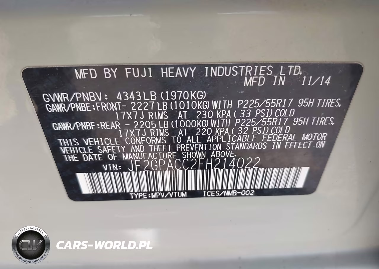 2015 Subaru Xv Crosstrek 2.0I Premium VIN:JF2GPACC2FH214022 - 9