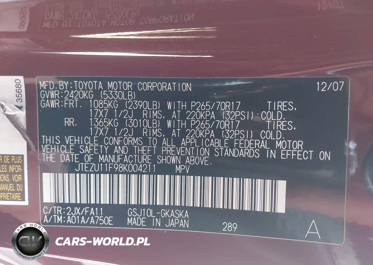 2008 Toyota Fj Cruiser VIN:JTEZU11F98K004211 - 9