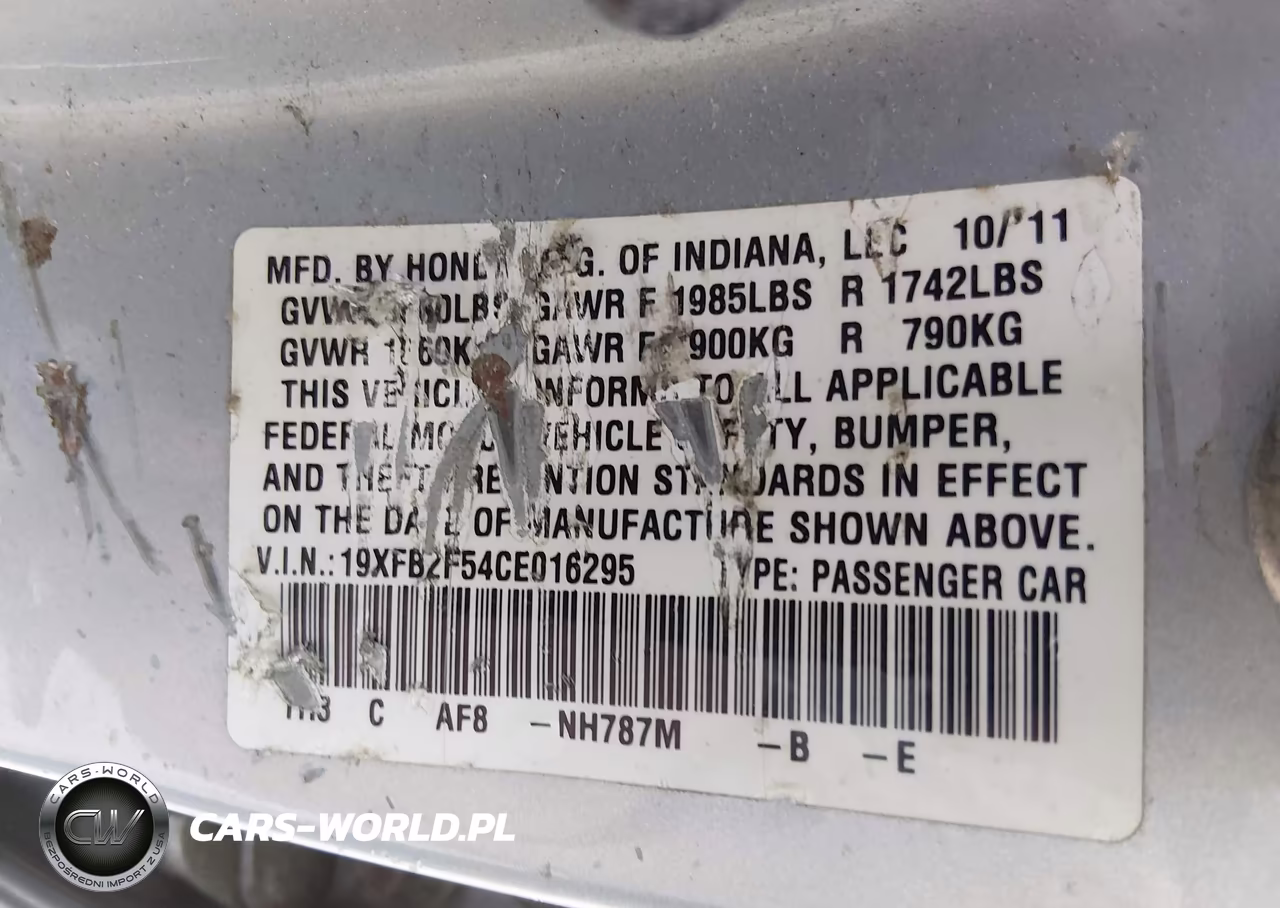 2012 Honda Civic Lx VIN:19XFB2F54CE016295 - 9