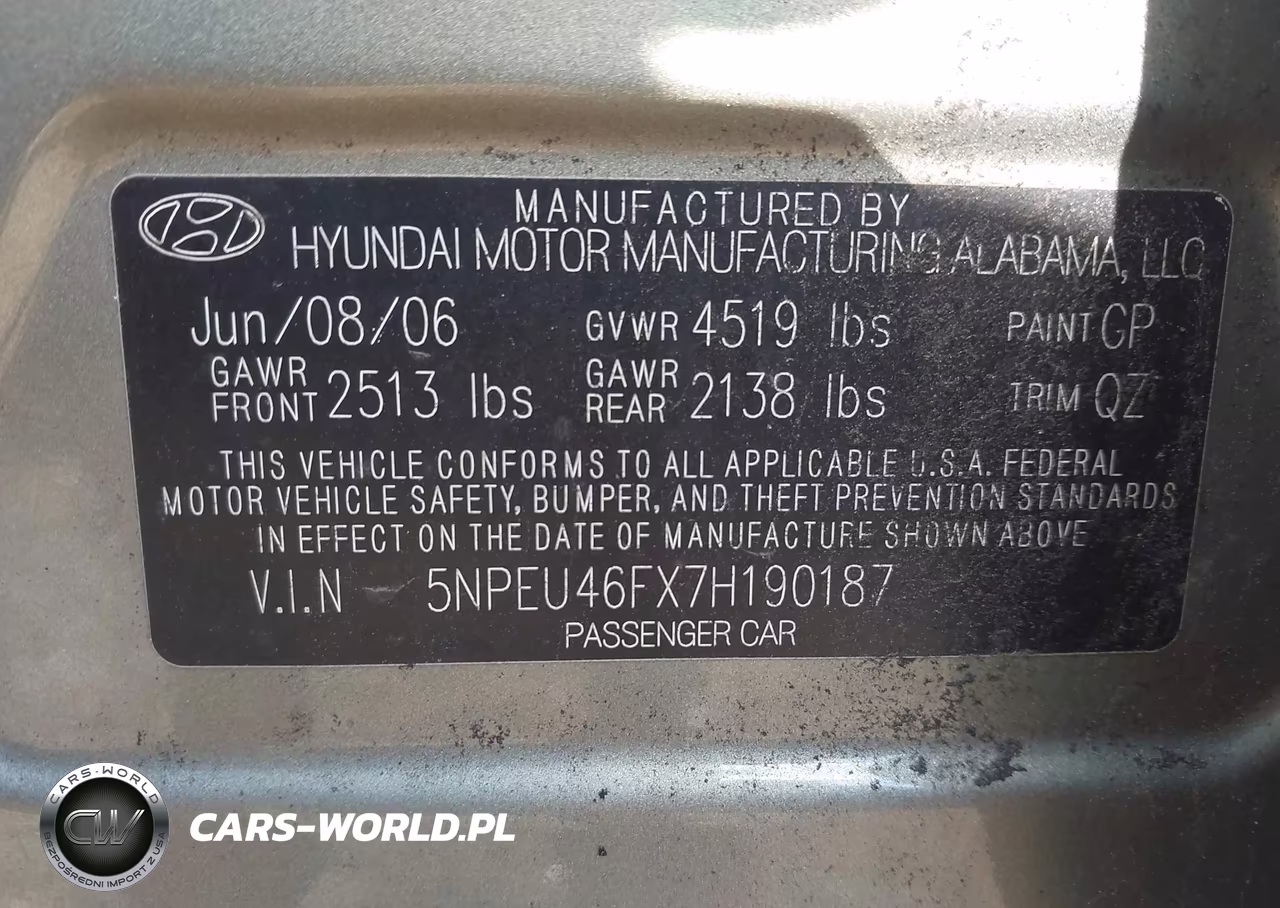 2007 Hyundai Sonata Limited-Limited W-Xm-Se V6 VIN:5NPEU46FX7H190187 - 9