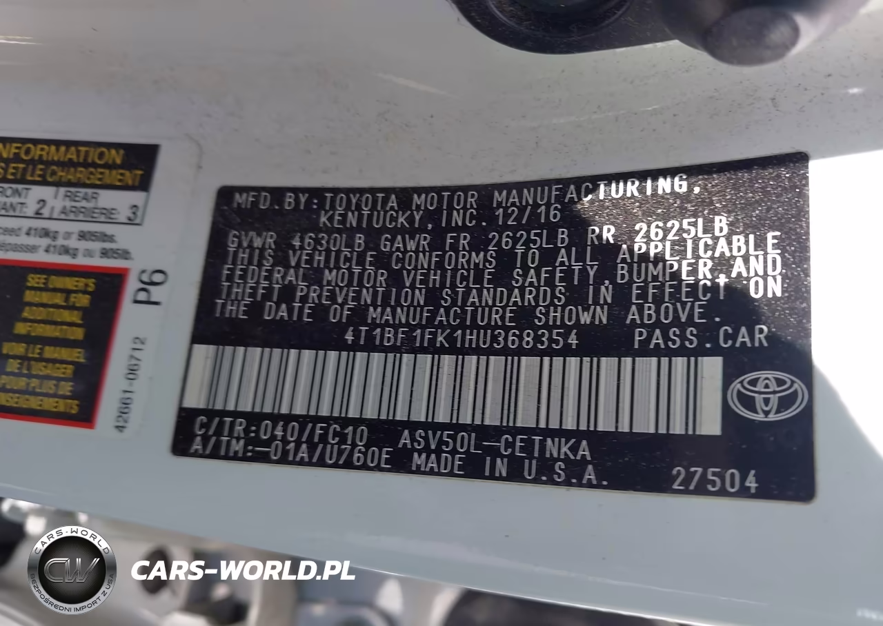 2017 Toyota Camry Le VIN:4T1BF1FK1HU368354 - 9