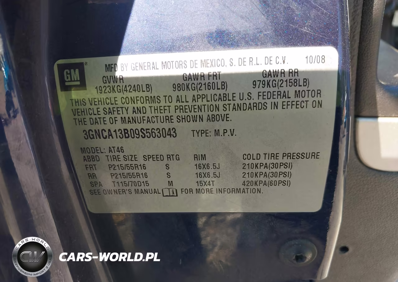 2009 Chevrolet Hhr Ls VIN:3GNCA13B09S563043 - 9