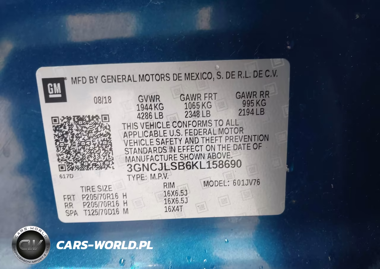 2019 Chevrolet Trax Lt VIN:3GNCJLSB6KL158690 - 9