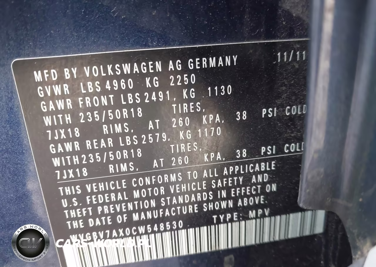 2012 Volkswagen Tiguan Se VIN:WVGBV7AX0CW548530 - 9