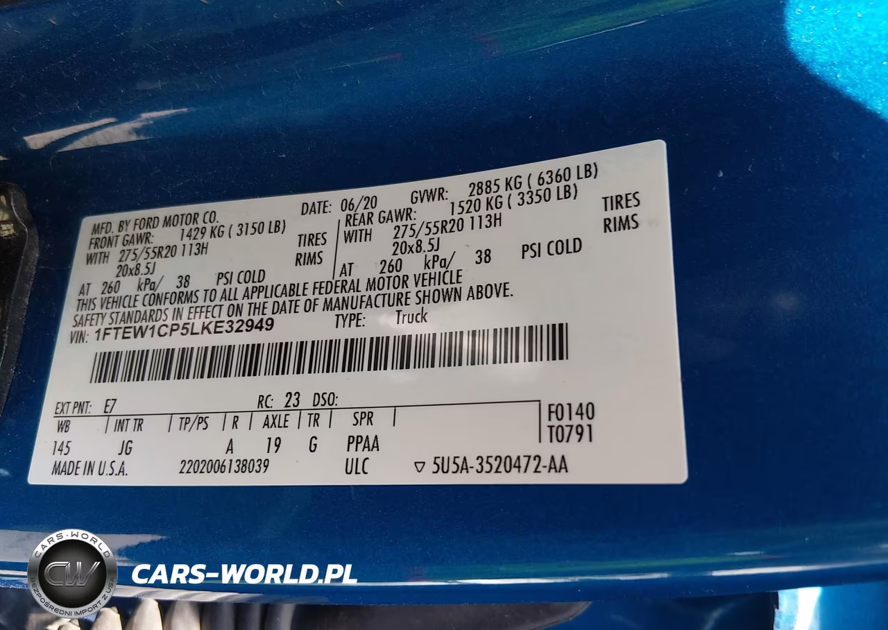 2020 Ford F-150 Xl VIN:1FTEW1CP5LKE32949 - 9