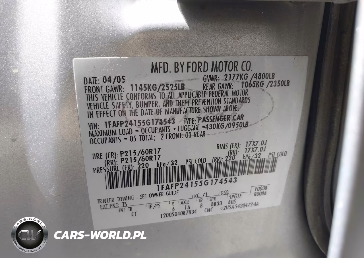 2005 Ford Five Hundred Sel VIN:1FAFP24155G174543 - 9