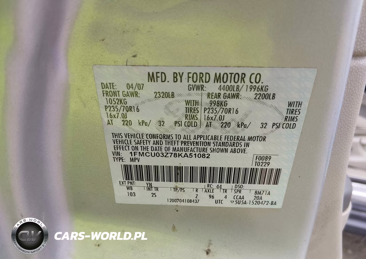 2008 Ford Escape Xlt VIN:1FMCU03Z78KA51082 - 9
