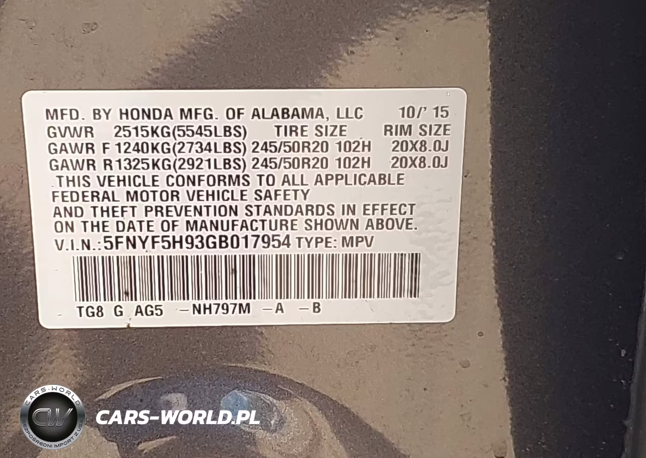 2016 Honda Pilot Touring VIN:5FNYF5H93GB017954 - 9