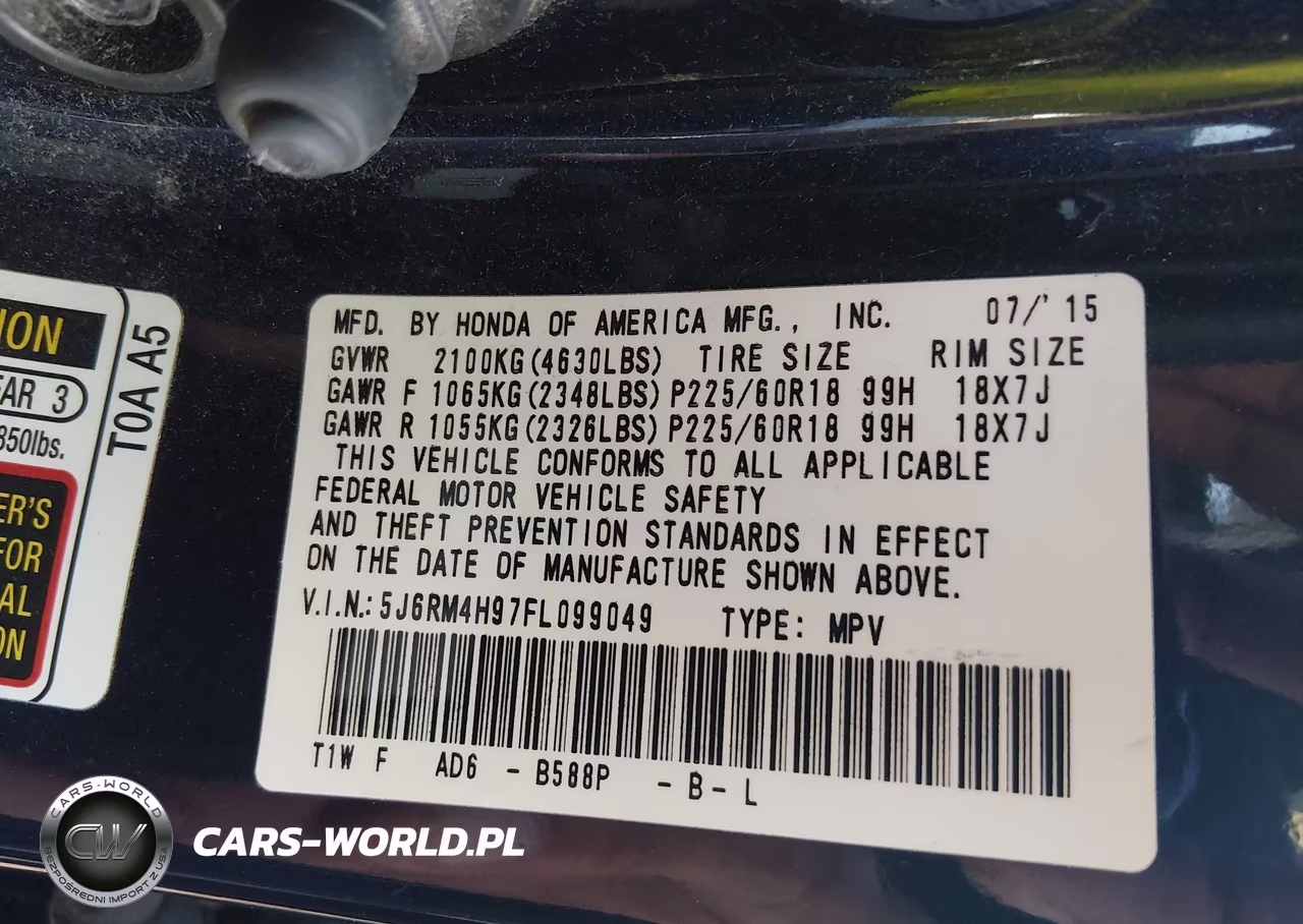 2015 Honda Cr-V Touring VIN:5J6RM4H97FL099049 - 9