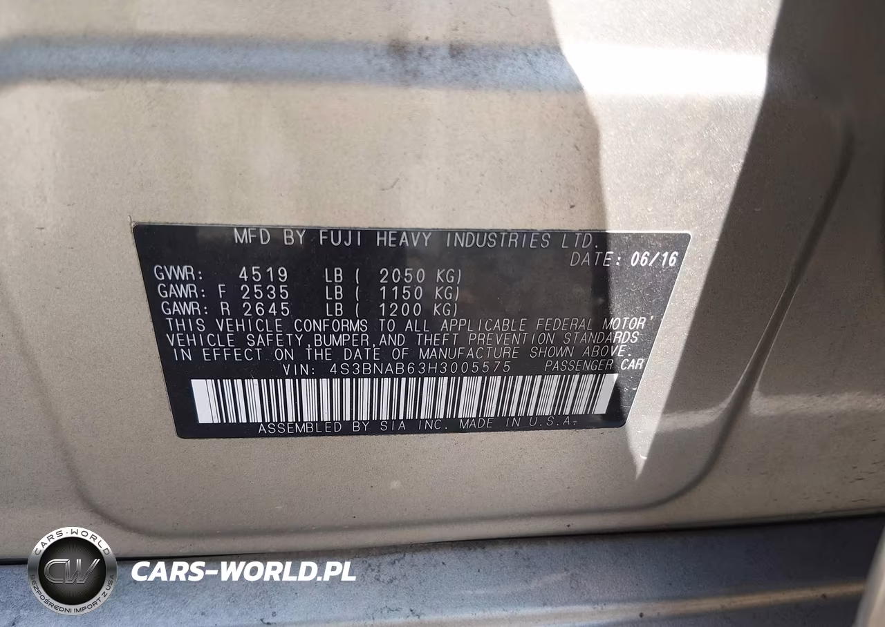 2017 Subaru Legacy 2.5I VIN:4S3BNAB63H3005575 - 9