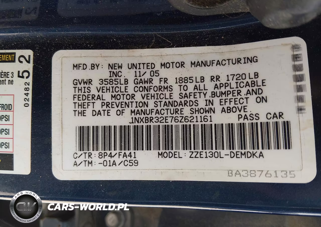 2006 Toyota Corolla Ce VIN:1NXBR32E76Z621161 - 9