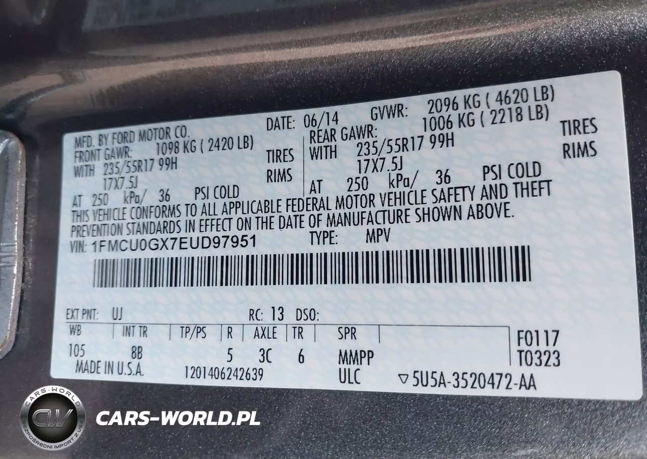 2014 Ford Escape Se VIN:1FMCU0GX7EUD97951 - 9
