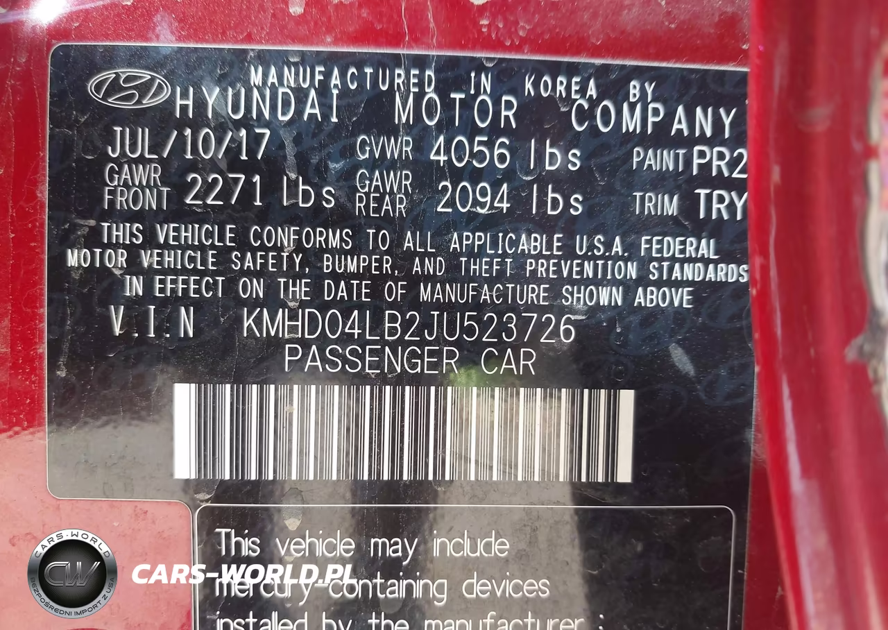 2018 Hyundai Elantra Sport VIN:KMHD04LB2JU523726 - 9