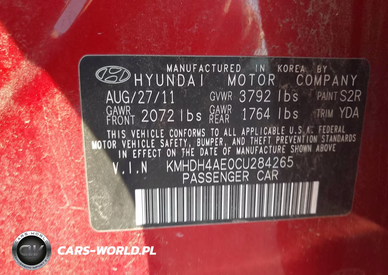 2012 Hyundai Elantra Gls (Ulsan Plant) VIN:KMHDH4AE0CU284265 - 9