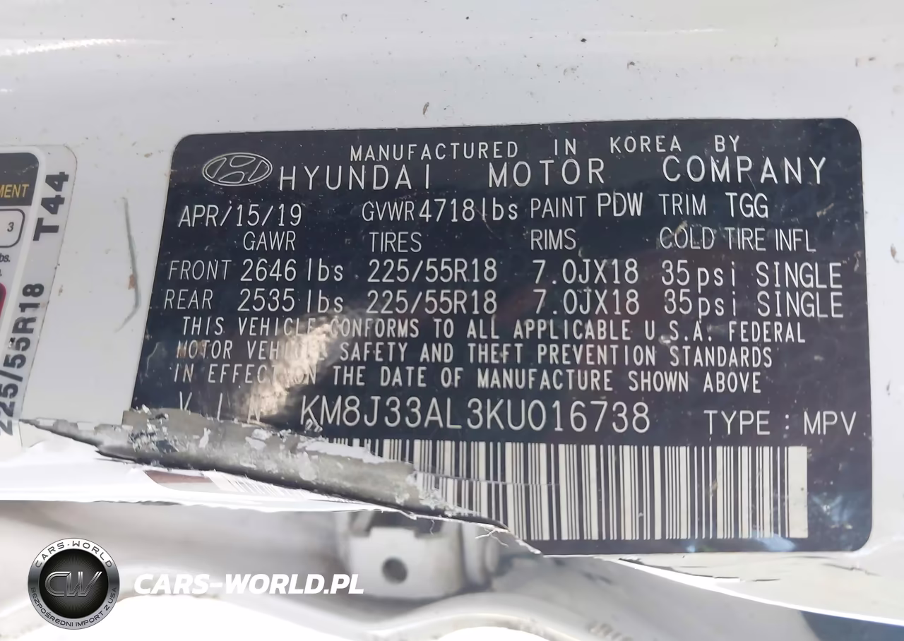 2019 Hyundai Tucson Sel VIN:KM8J33AL3KU016738 - 9