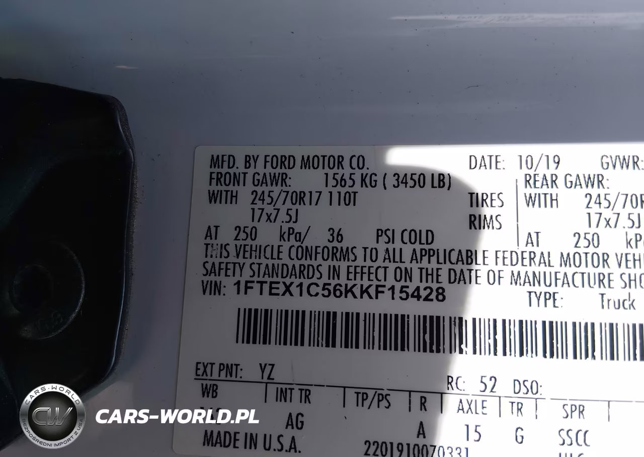 2019 Ford F-150 Xl VIN:1FTEX1C56KKF15428 - 9