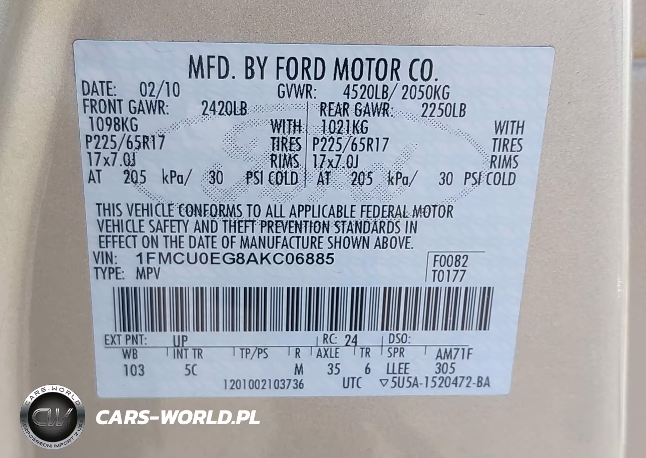 2010 Ford Escape Limited VIN:1FMCU0EG8AKC06885 - 9