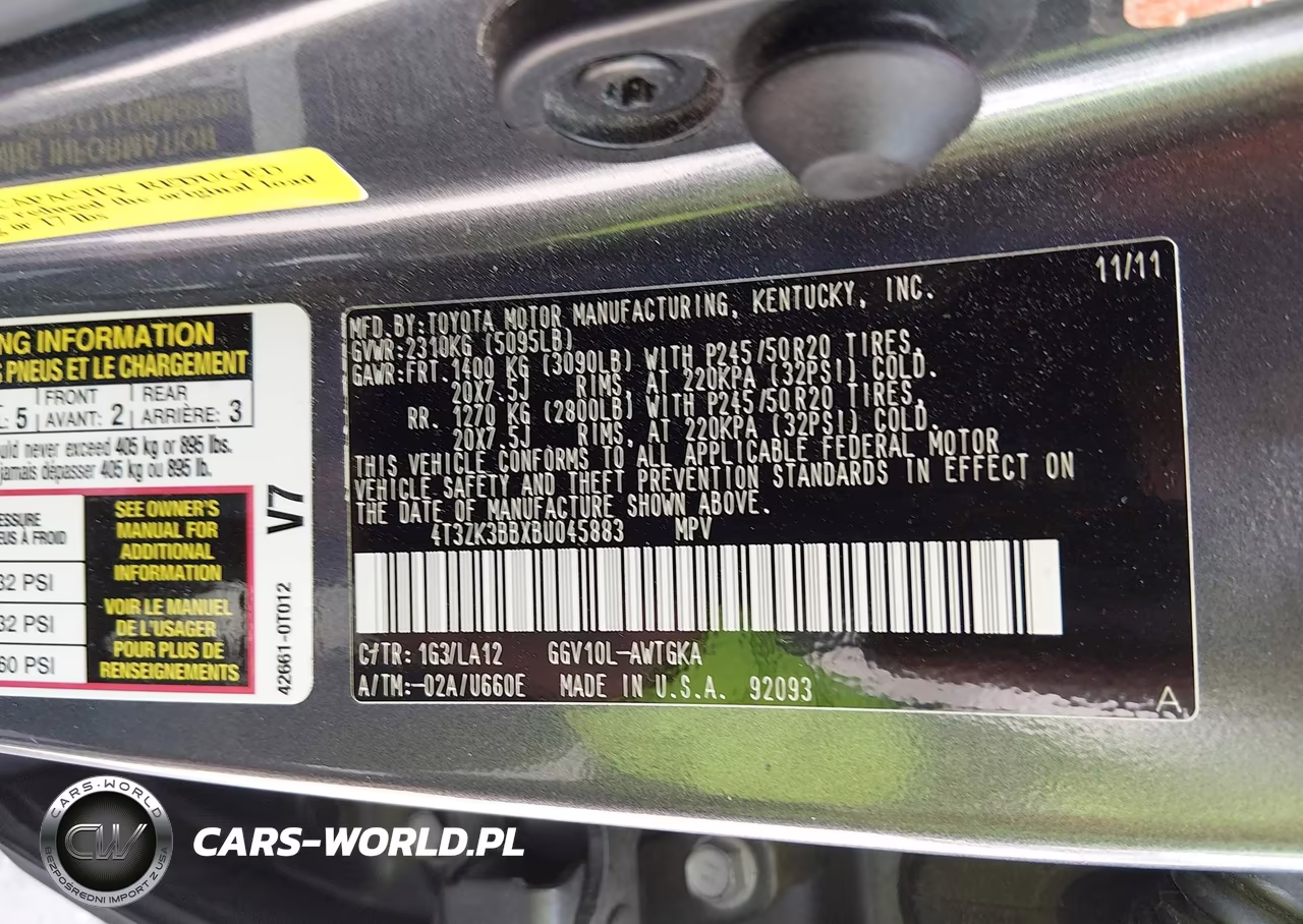 2011 Toyota Venza Base V6 VIN:4T3ZK3BBXBU045883 - 9