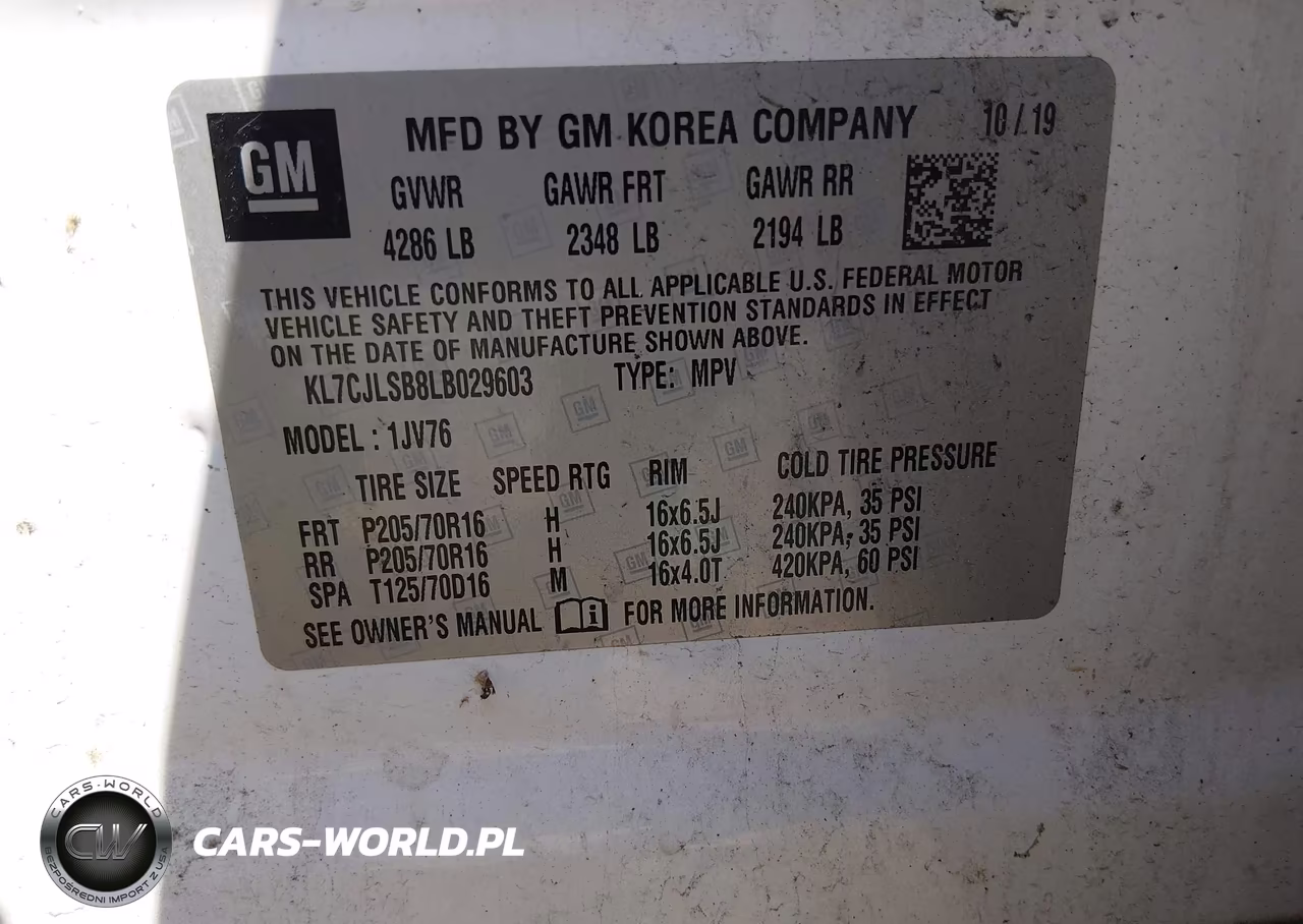 2020 Chevrolet Trax Fwd Lt VIN:KL7CJLSB8LB029603 - 9