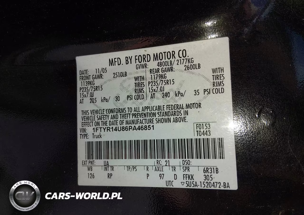 2006 Ford Ranger Sport-Stx-Xl-Xlt VIN:1FTYR14U86PA46851 - 9