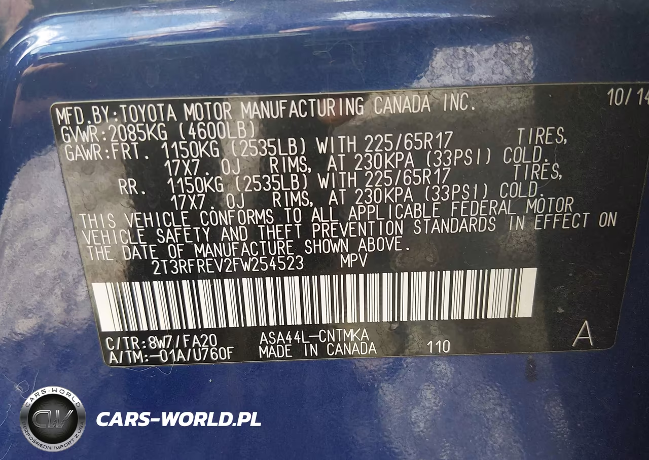 2015 Toyota Rav4 Xle VIN:2T3RFREV2FW254523 - 9