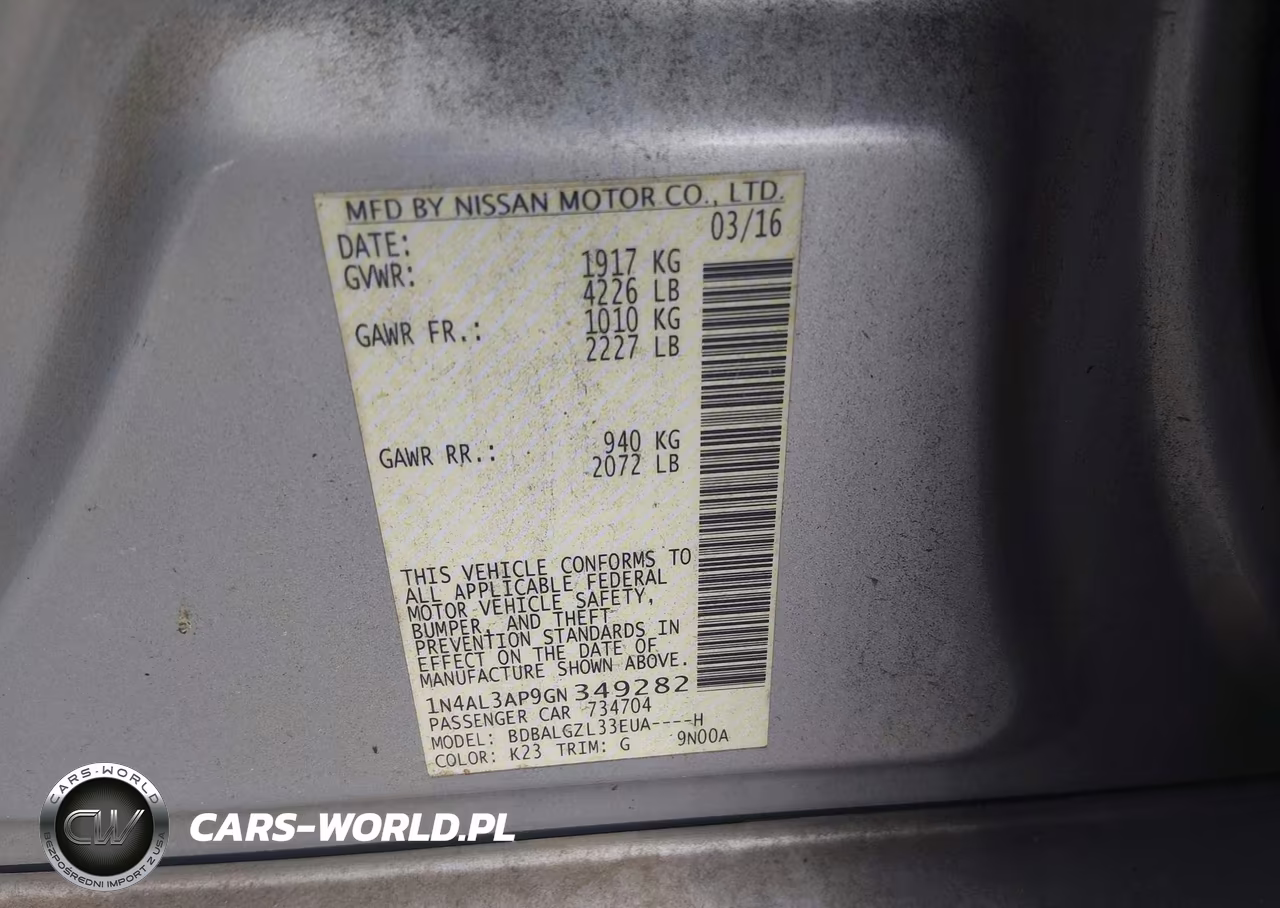 2016 Nissan Altima 2.5 S VIN:1N4AL3AP9GN349282 - 9