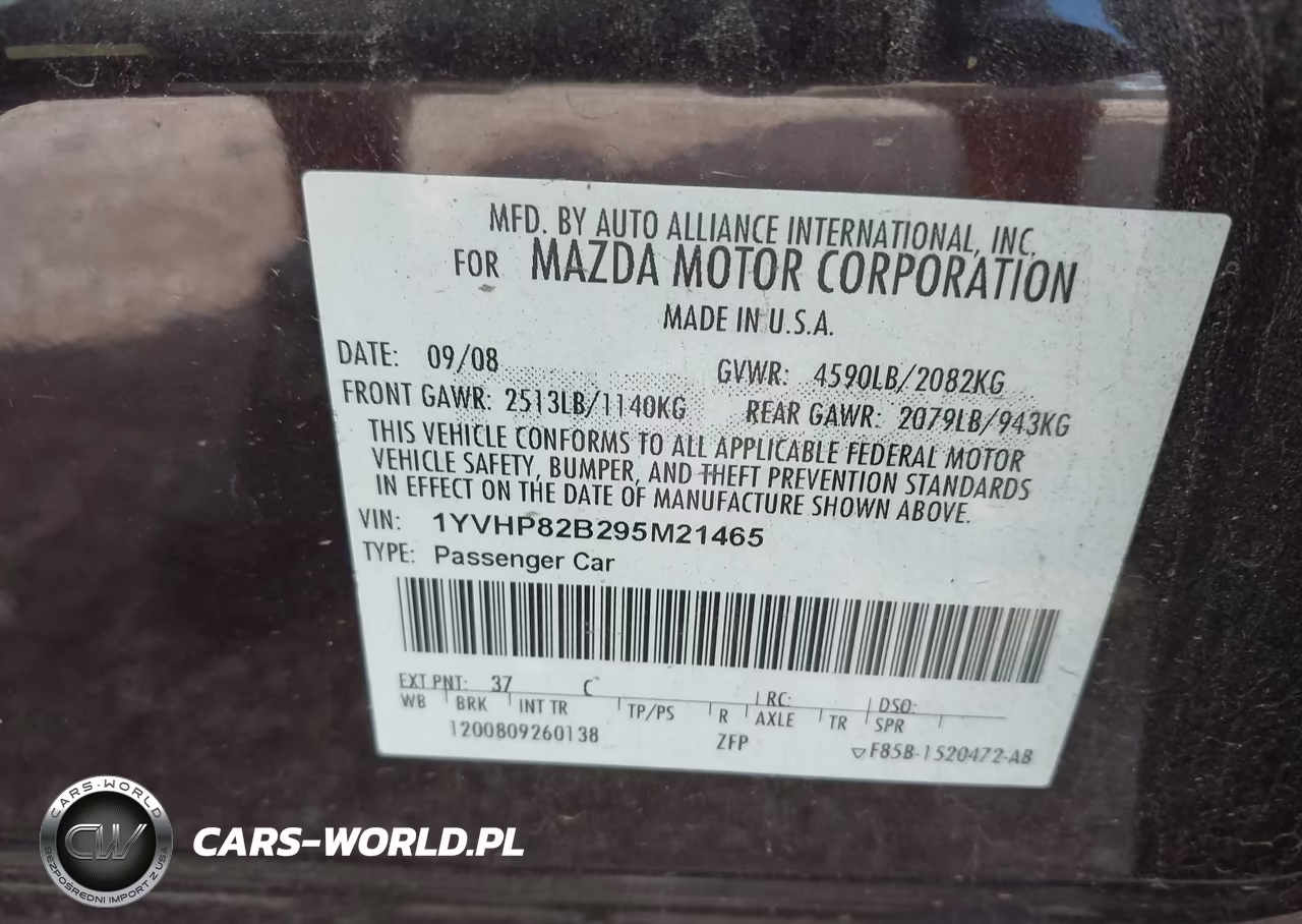 2009 Mazda Mazda6 VIN:1YVHP82B295M21465 - 9