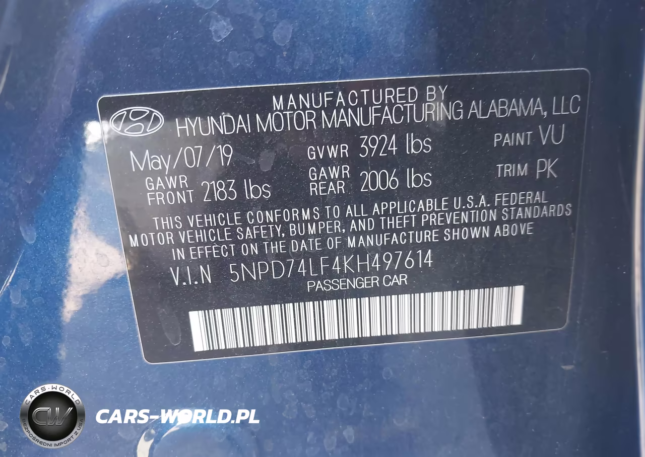 2019 Hyundai Elantra Se VIN:5NPD74LF4KH497614 - 9