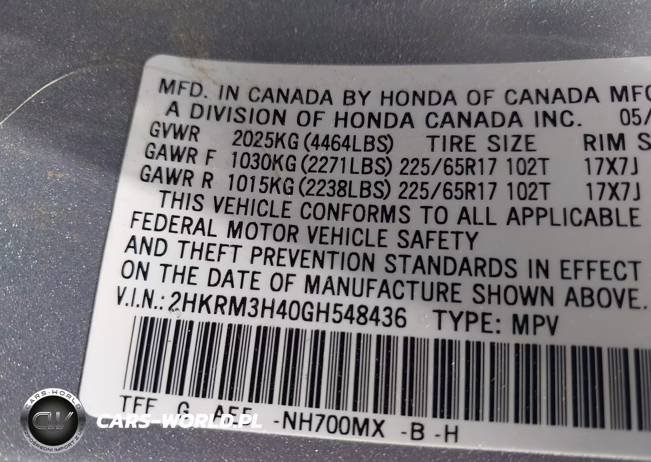 2016 Honda Cr-V Se VIN:2HKRM3H40GH548436 - 9