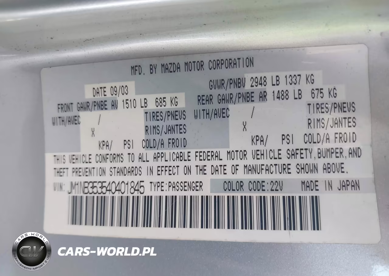 2004 Mazda Mx-5 Miata Cloth VIN:JM1NB353540401845 - 9