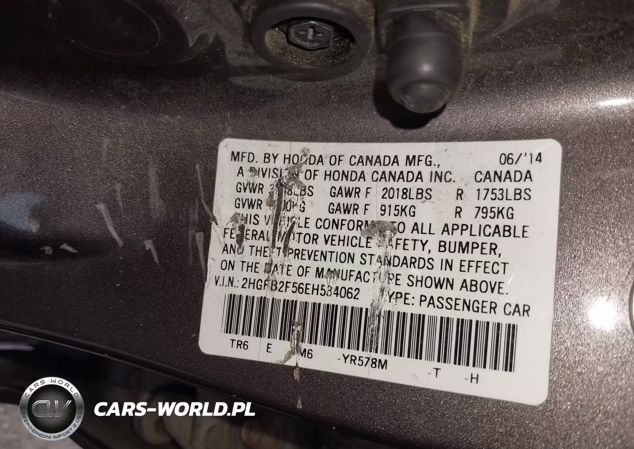 2014 Honda Civic Lx VIN:2HGFB2F56EH534062 - 9