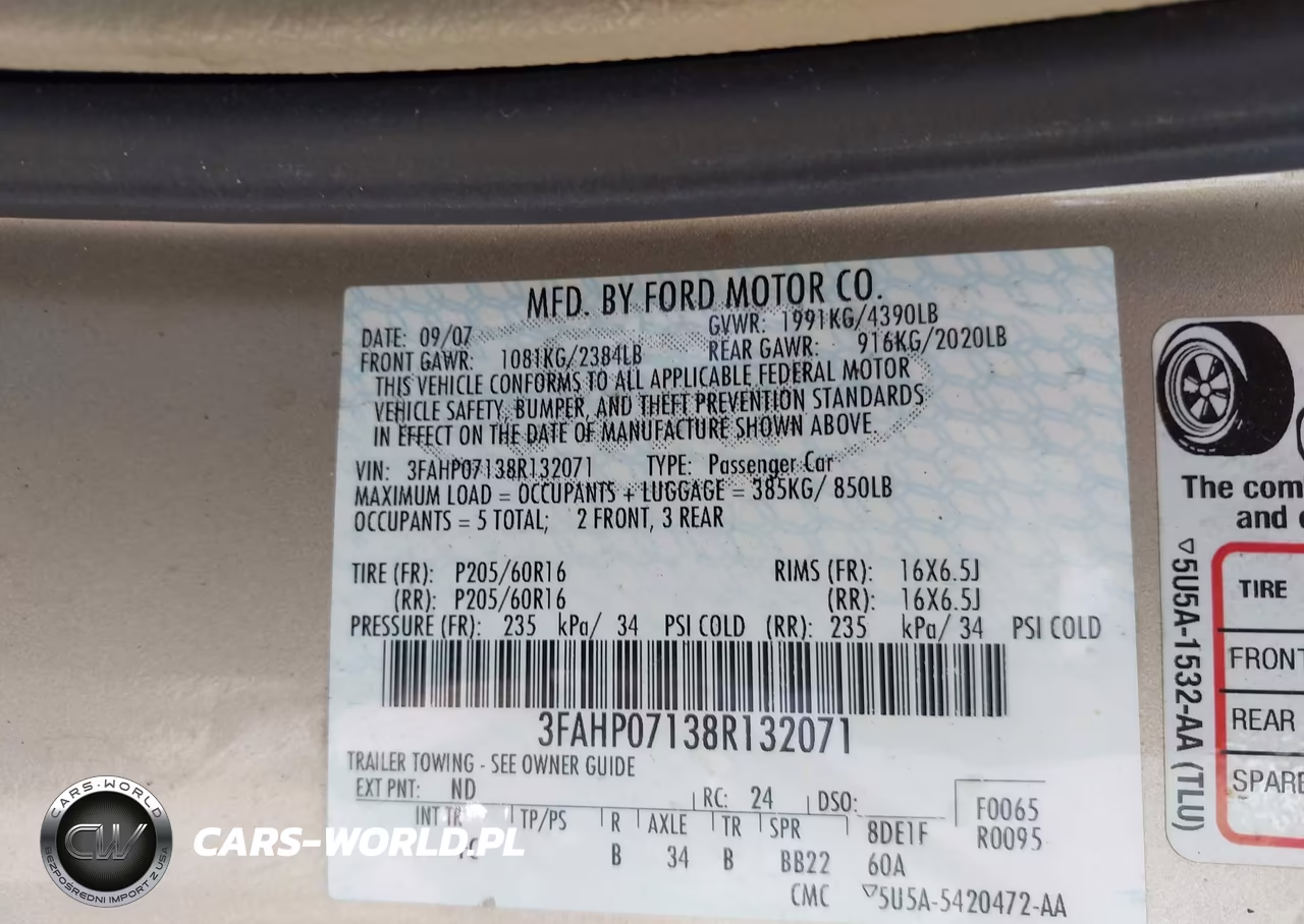 2008 Ford Fusion Se VIN:3FAHP07138R132071 - 9