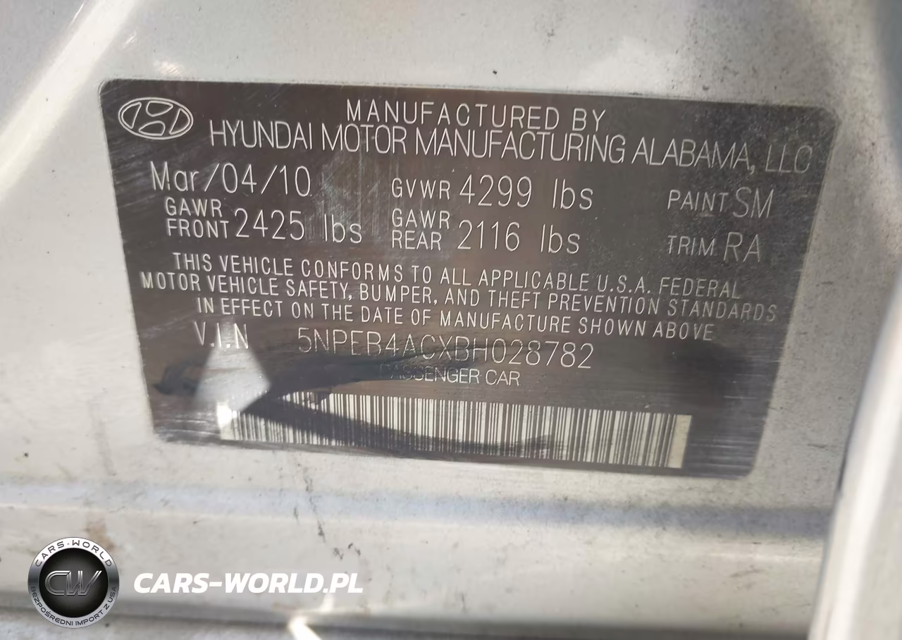 2011 Hyundai Sonata Gls VIN:5NPEB4ACXBH028782 - 9