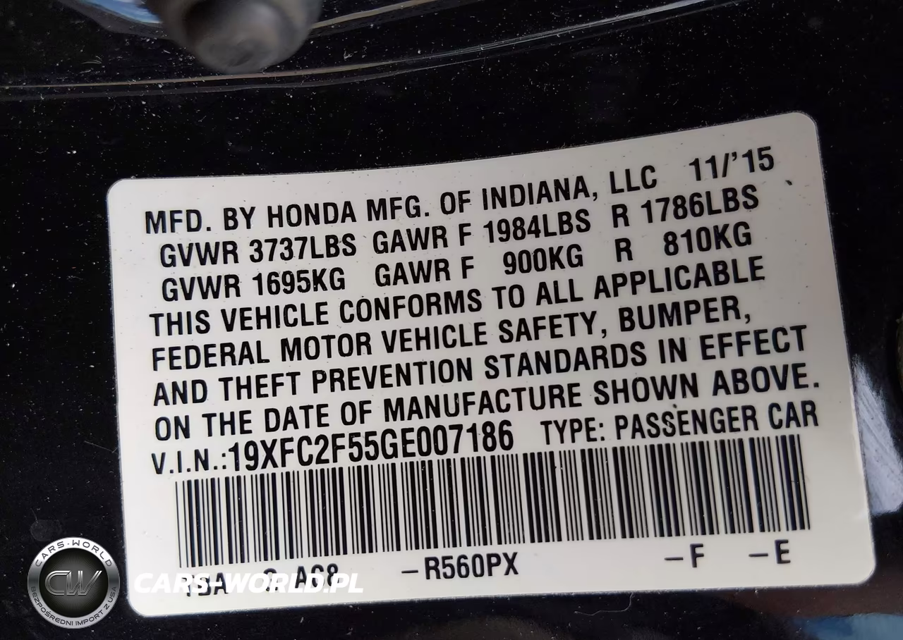 2016 Honda Civic Lx VIN:19XFC2F55GE007186 - 9